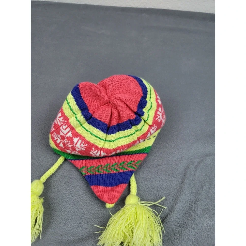 Columbia Knit Beanie Youth One Size‎ Red Earflap Nordic Snowflake Omni Heat Cap